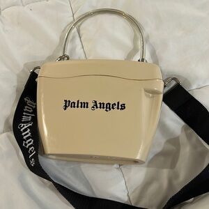 Palm angels cream pad lock bag with strap that can be taking off also
